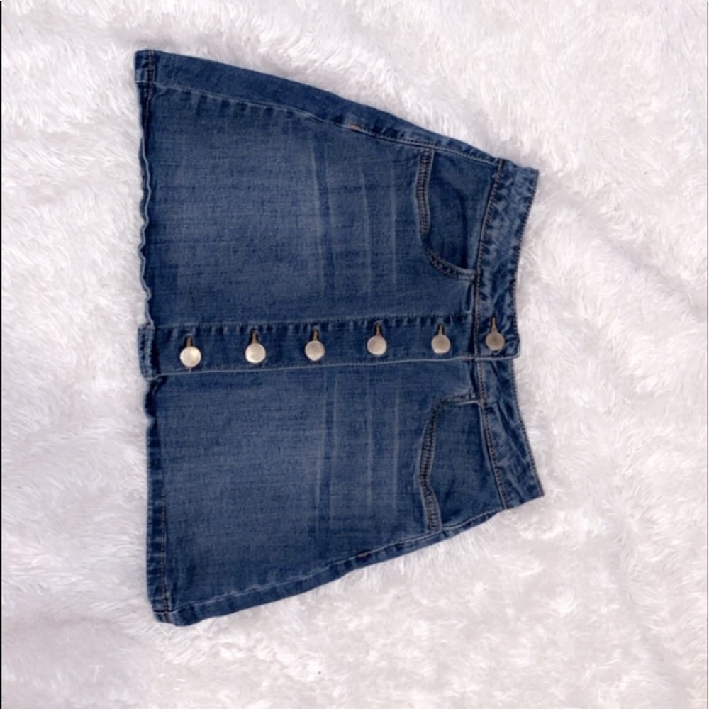 button up denim skirt with pockets